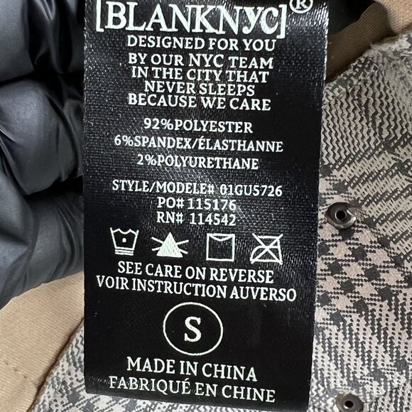 BlankNYC S Windowpane Plaid Moto Jacket Asymmetrical Zip Pockets Faux Suede Chic - Picture 14 of 16